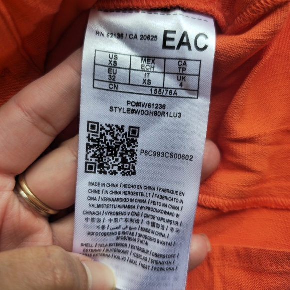 Guess Button Down Orange Puff Sleeve Sweetheart Ruffle Top New Never Wor… - Picture 5 of 9